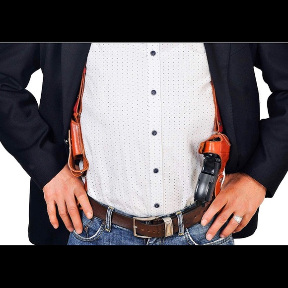 Leather Shoulder Holster Fit Glock 19 23 26 27 32 - Picture 5 of 6